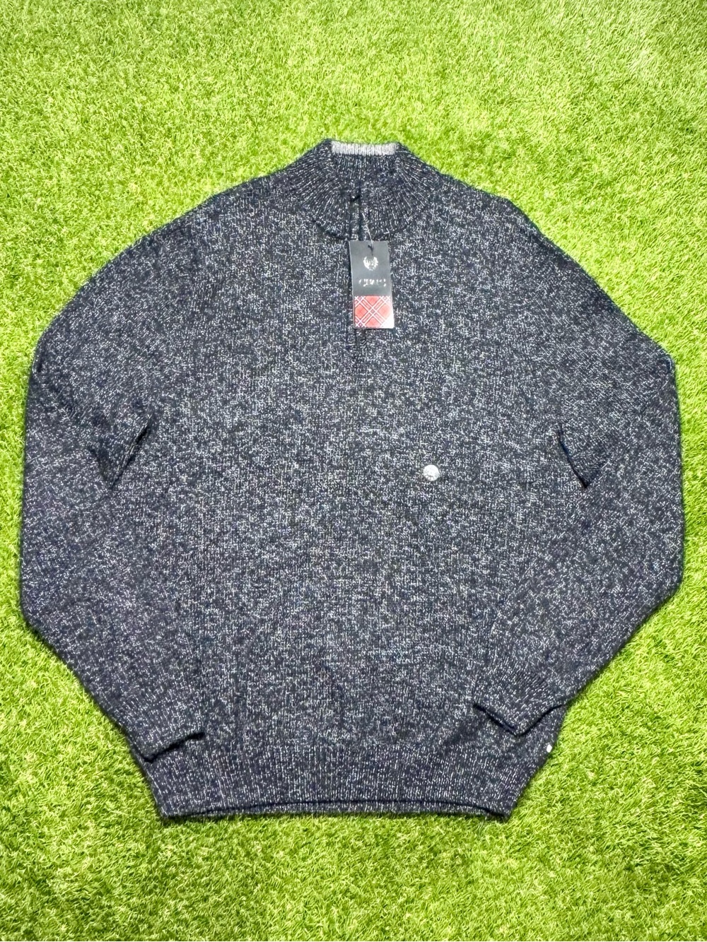 Chaps Men's Black 1/4 Zip Mock Neck Knit Pullover Sweater XL Black NWT
